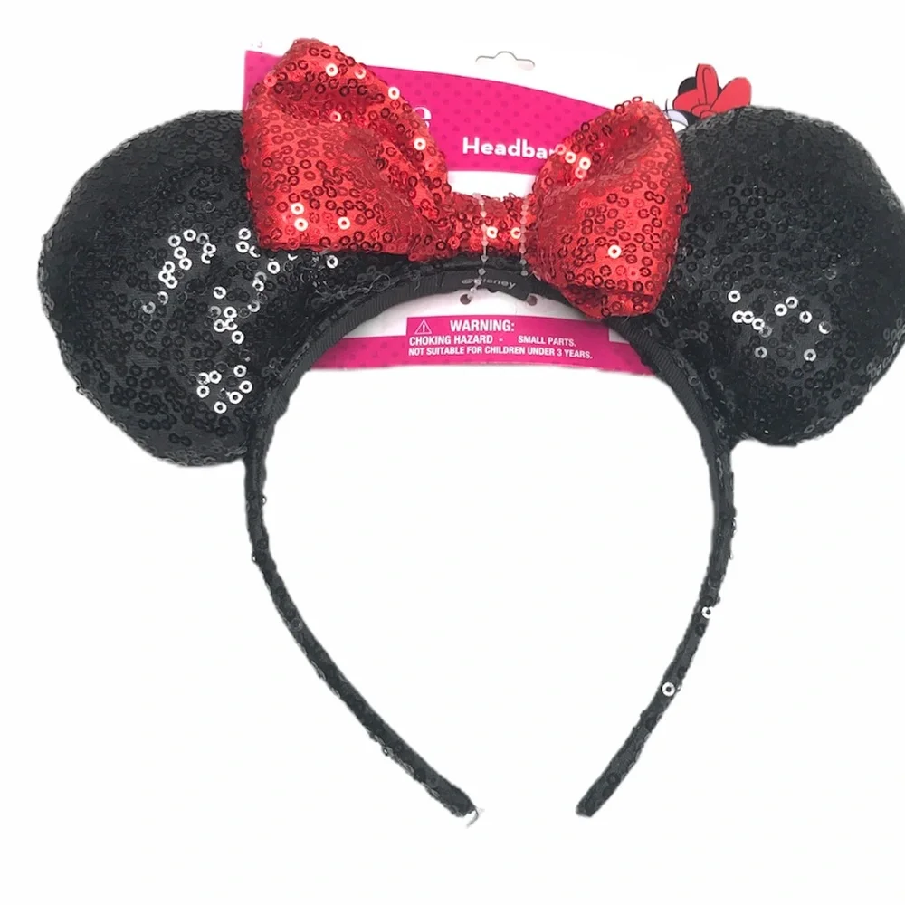Minnie Mouse Disney Ears with Red Bow, Black